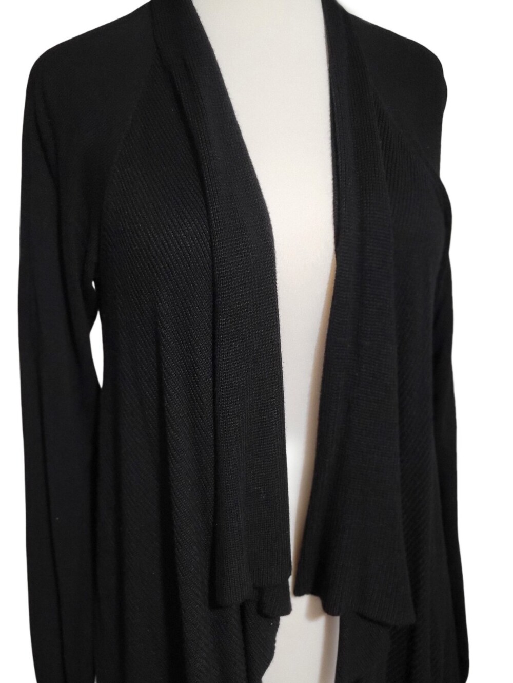 INC International Concepts Black Open-Front Drape Cardigan Size Medium